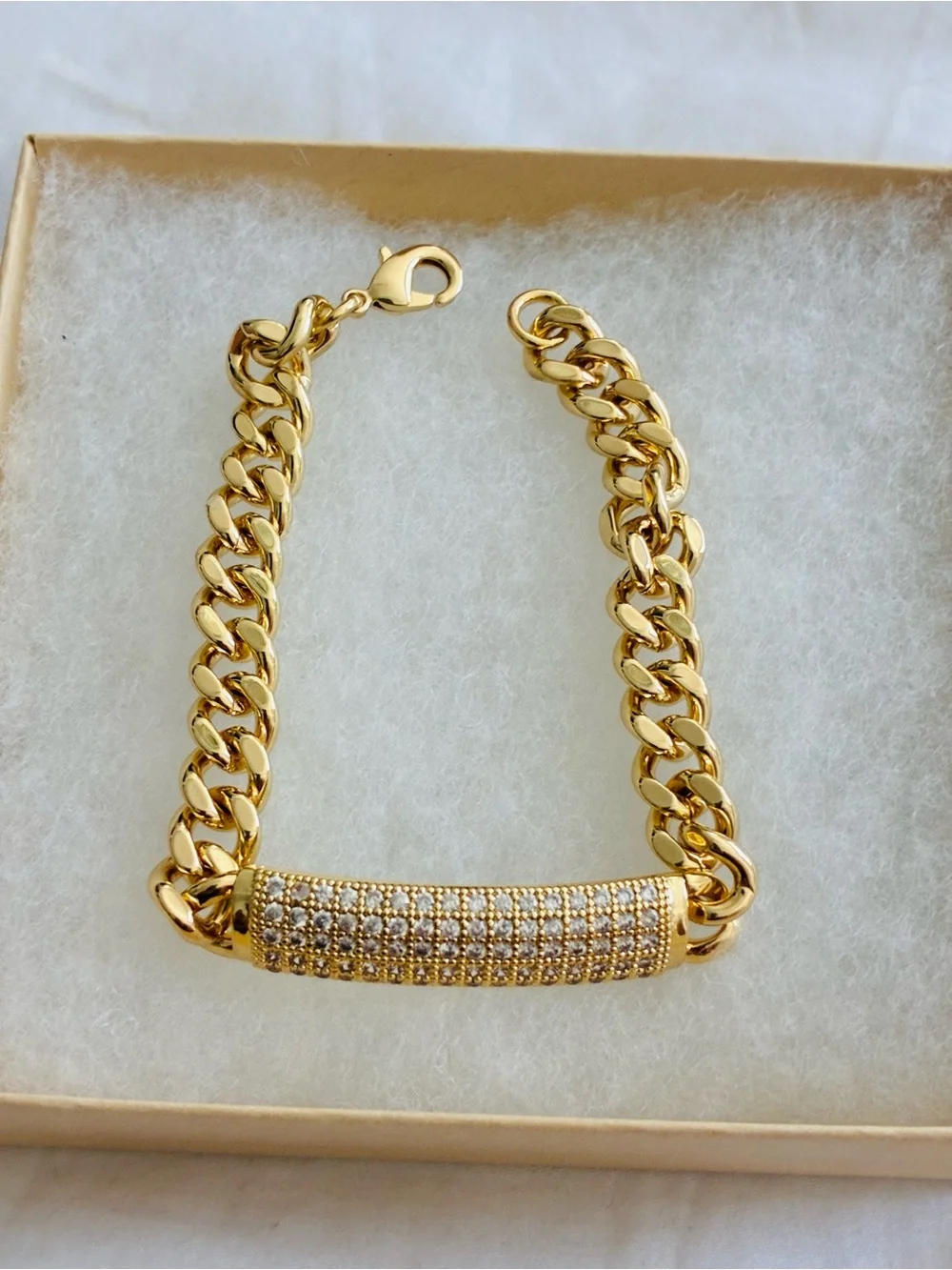 Nordstrom Gold Pave Curb-Chain Bracelet,